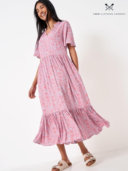 Crew Clothing Company Pink Floral Print A-Line Dress (U60683) | €28