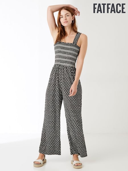 FatFace Black Shirred Spirit Geo Beach Jumpsuit (U61704) | €28