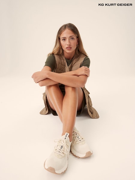 Natural - Pantofi sport joși din material tricotat KG Kurt Geiger Lowell (U62499) | 413 LEI
