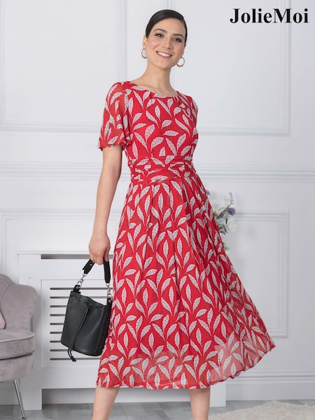 Jolie Moi Red Giana Mesh Maxi Dress (U62740) | € 53