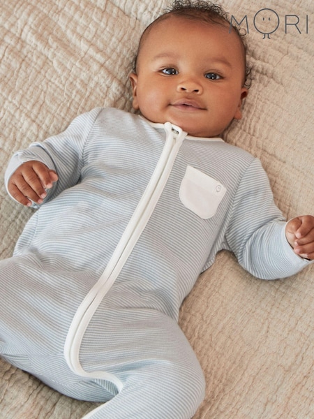 Mori Organic Cotton & Bamboo Clever Zip Up Sleepsuit (U63171) | €50