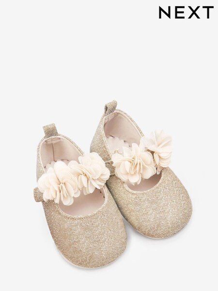 Золотистый - Bridesmaid Collection Corsage Occasion Baby Shoes (0-18mths) (U63248) | €9