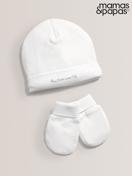Mamas & Papas White Hello World Hats (U63325) | €11.50