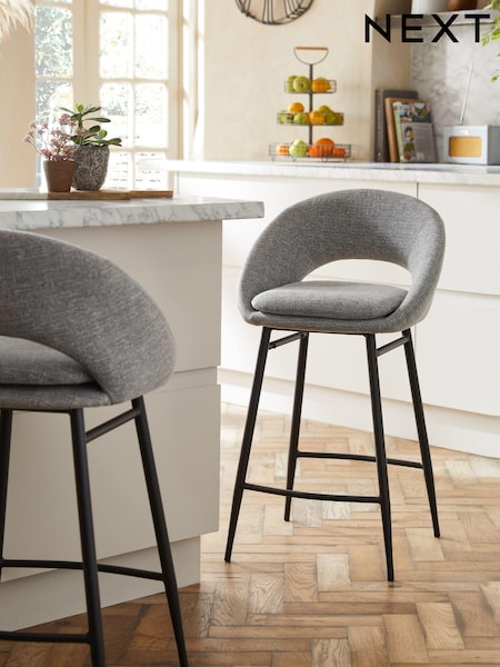 Tweedy Plain Mid Grey Hewitt Bar Stool (U63337) | €190