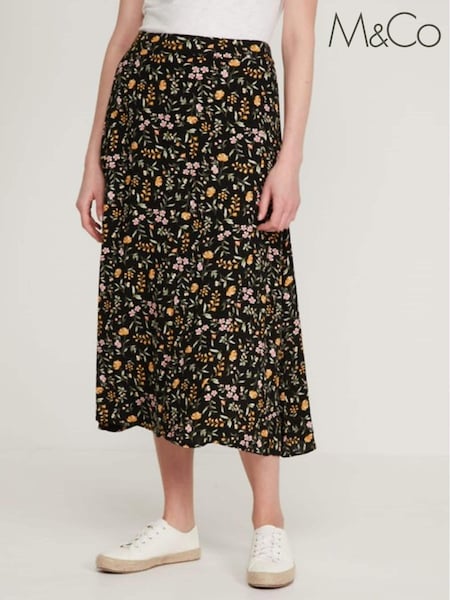 M&Co Natural Ditsy Floral Morrocaine Midi Skirt (U63403) | €11