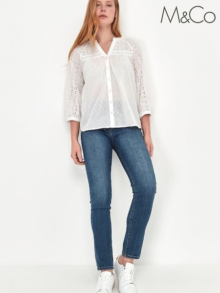 M&Co White Broderie Blouse (U63410) | 15 €