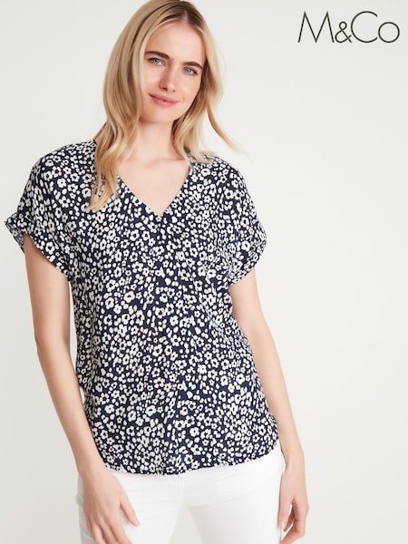 M&Co Black Floral Animal Print T-Shirt (U63429) | €9