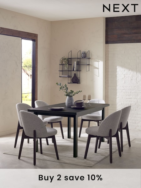 Black Bronx Oak Effect Rectangle 6 to 8 Seater Extending Dining Table (U63825) | €610