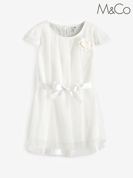 M&Co White K&C Sequin Trim Dress (U63852) | €6