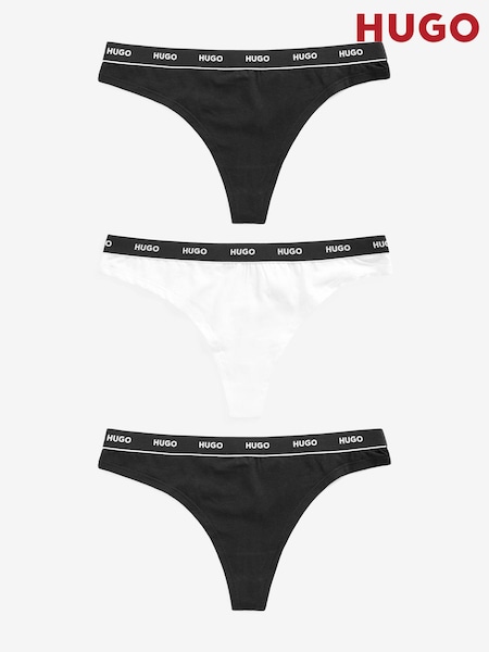 Negru - Tanga HUGO din bumbac elastic pachet 3 (U64060) | 163 LEI
