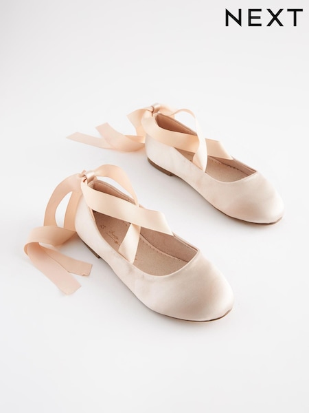 Nude Rosa Satin (schmutzabweisend) - Ballet Tie Occasion Shoes (U64123) | 15 € - 20 €