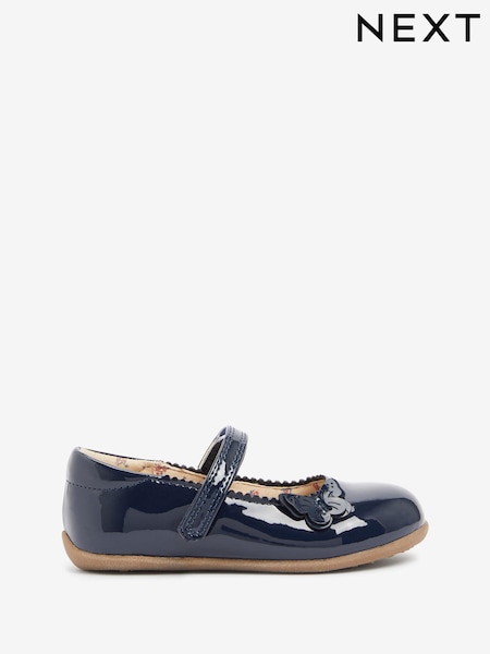 Navy Standard Fit (F) Butterfly Mary Jane Shoes (U64394) | €7 - €8