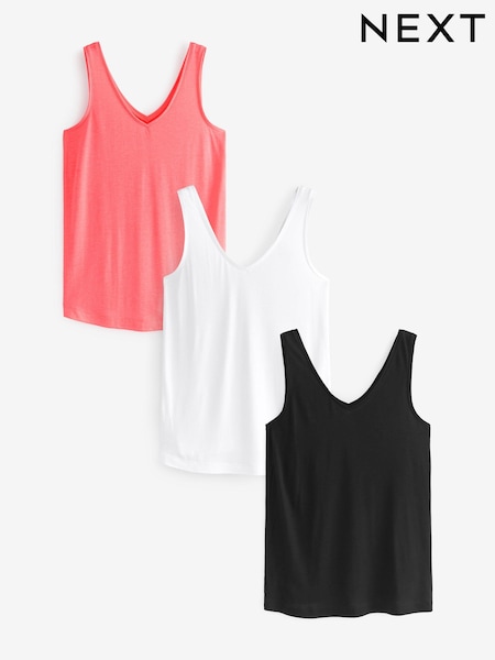 Black/White/Pink Sleeveless Slouch Vests 3 Pack (U64406) | €6