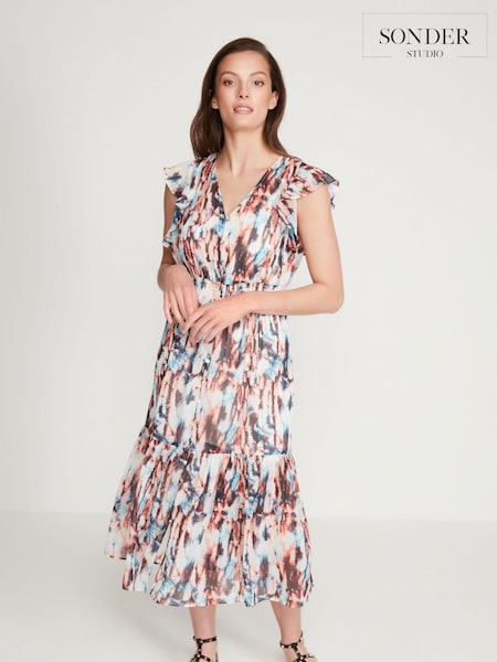 Sonder Studio Black Ruffle Midi Dress (U64535) | €35