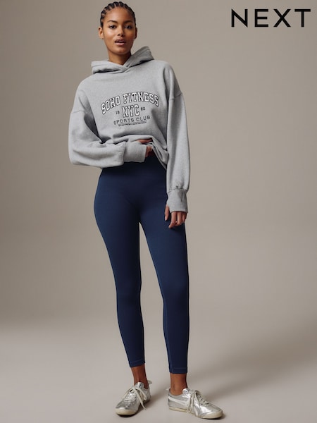 Темно-синий - Ribbed Seamless High Waist Leggings (U65488) | €21
