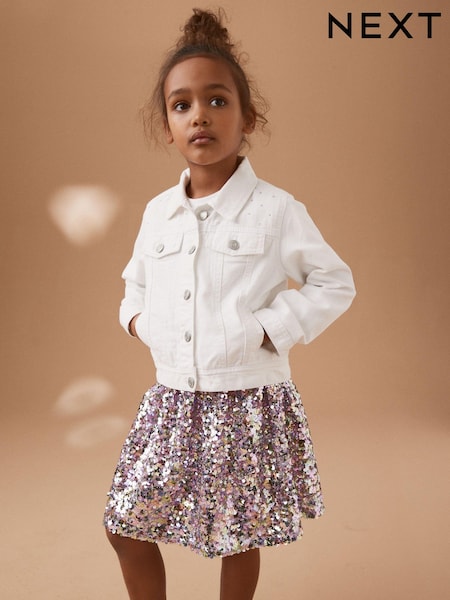 White 100% Cotton Diamante Denim Western Jacket (3-16yrs) (U65503) | €7.50 - €10
