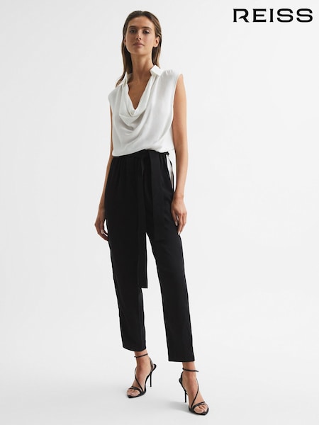Reiss Black/Ivory Allie Regular Colourblock Shirt Jumpsuit (U65614) | €340