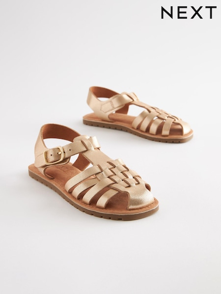 Gold Shimmer Leather Fisherman Sandals (U66112) | €14 - €18