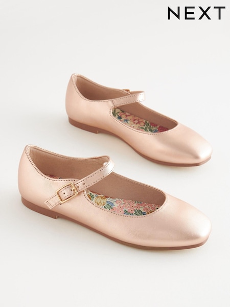 Rose Gold Metallic Square Toe Mary Jane Shoes (U66120) | €6 - €8