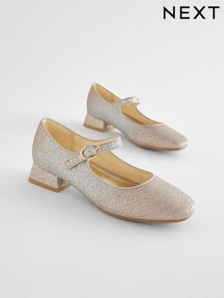 Silver/Gold Ombre Glitter Flared Heel Occasion Shoes (U66123) | €13 - €16.50