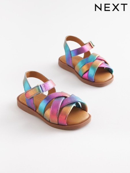 Purple Metallic Leather Woven Sandals (U66487) | 62 QAR