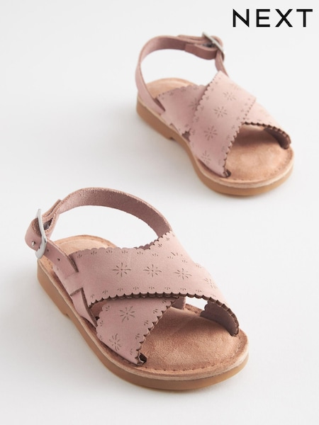 Pink Leather Cross Strap Sandals (U66534) | € 4 - € 5