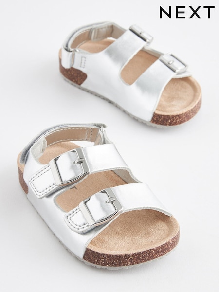 Silver Double Buckle Corkbed Sandals (U66548) | €10 - €11