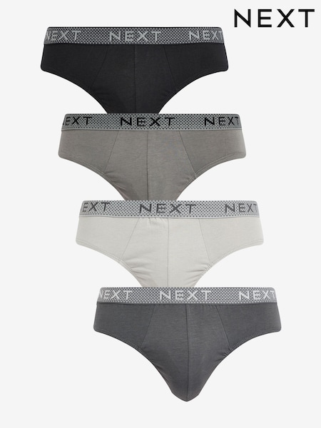 Grey Mixed 4 pack Cotton Rich Briefs (U66550) | $48