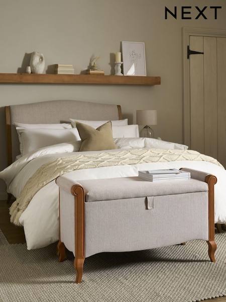 Contemporary Blend Light Natural Josie Upholstered Storage Ottoman Blanket Box (U66566) | €355