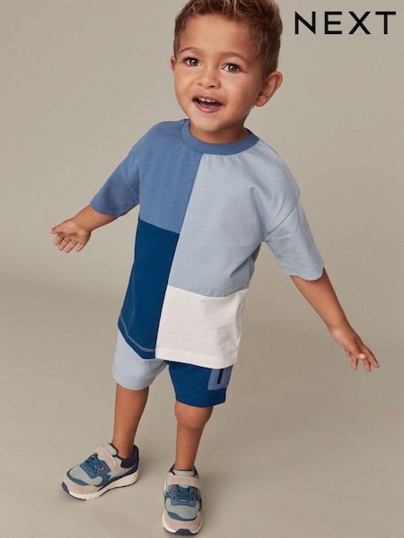 Modra večjega kroja - Short Sleeves Colourblock T-Shirt and Shorts Set (3mths-7yrs) (U67364) | € 11 - € 15
