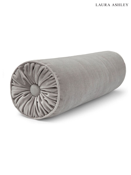 Laura Ashley Velvet Grey Rosanna Bolster Cushion (U67818) | €43