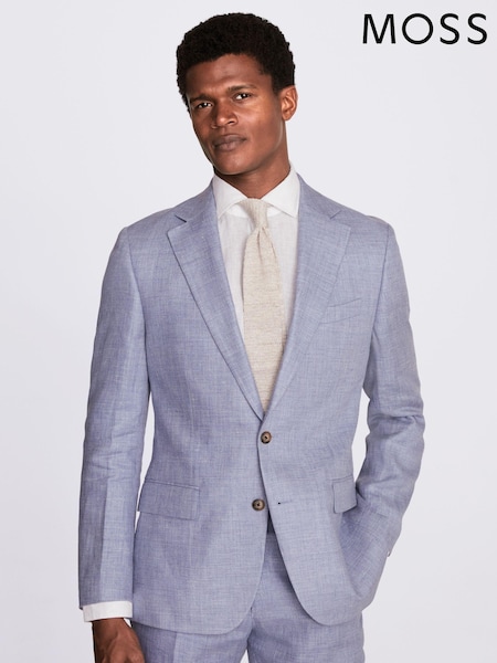MOSS Blue Tailored Fit Dusty Linen Jacket (U67885) | €114
