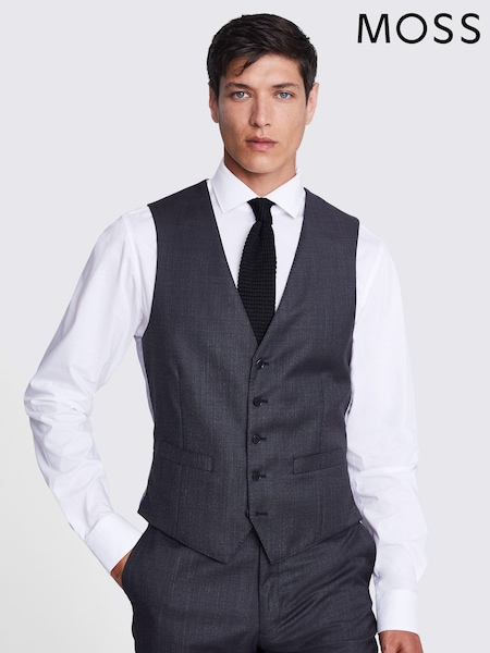 MOSS x Cerutti Charcoal Grey Tailored Fit Texture Suit Waistcoat (U67928) | €82
