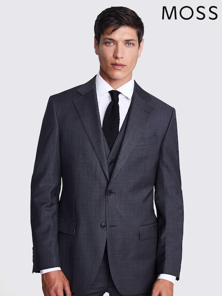 MOSS x Cerutti Charcoal Grey Tailored Fit Texture Suit Jacket (U67929) | €154