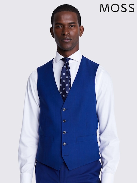 MOSS Royal Blue Tailored Fit Suit Waistcoat (U67931) | €51