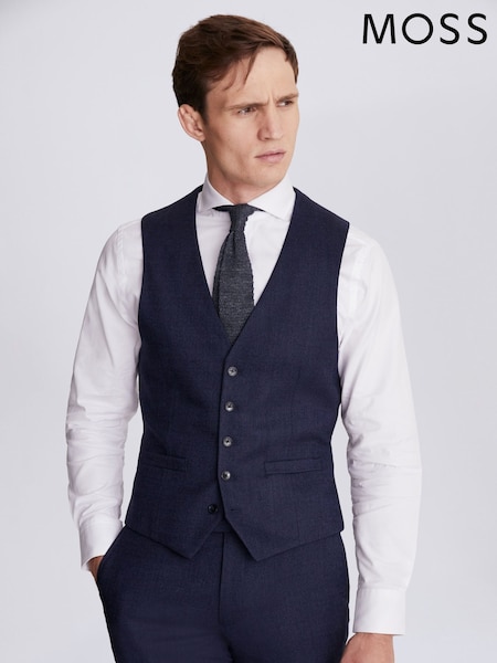 MOSS Blue Slim Fit Twisted Suit: Waistcoat (U68069) | €119
