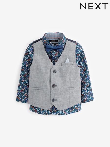 Chambray Blue Waistcoat Set With Shirt & Bow Tie (3mths-7yrs) (U68262) | €18 - €20