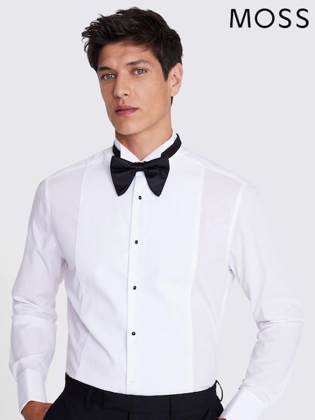 MOSS White Tailored Wing Collar Marcella 100% Cotton Dress Shirt (U68547) | 380 zł