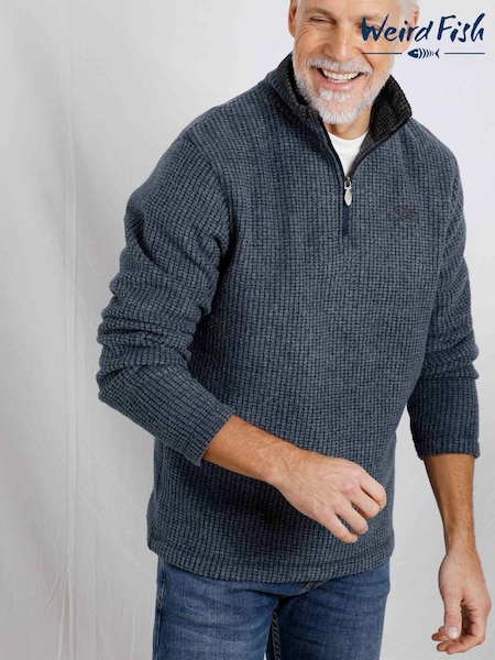 Weird Fish Navy Newark Quarter Zip Grid Fleece (U68565) | R$ 545
