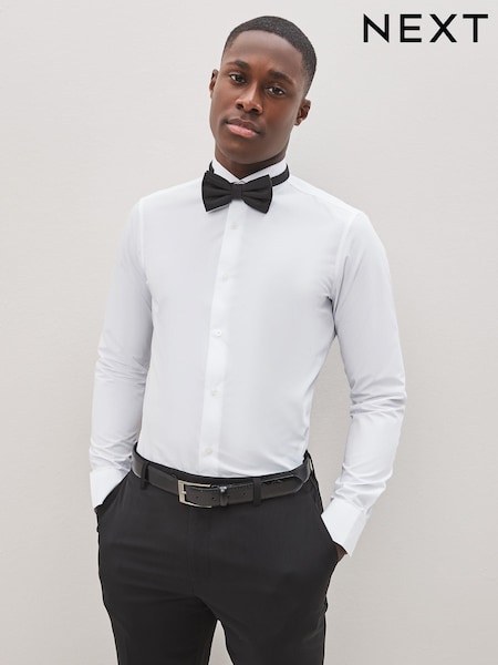 White Skinny Fit Easy Care Single Cuff Wing Collar Smart Shirt (U68613) | €25