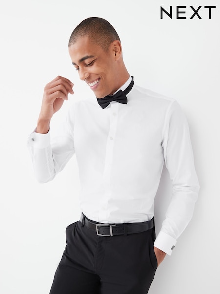 White Slim Fit Easy Care Double Cuff Wing Collar Smart Shirt (U68619) | €25