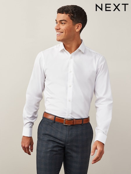White Regular Fit Easy Care Double Cuff Smart Shirt (U68620) | €24