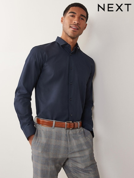 Blue Navy Regular Fit Easy Care Single Cuff Smart Shirt (U68622) | €24