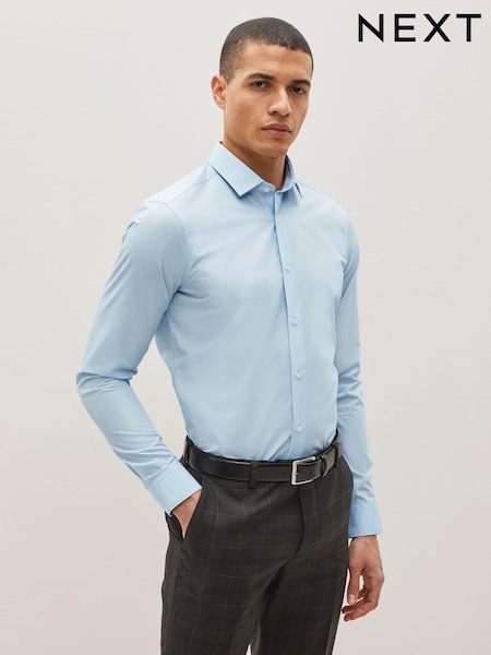 Light Blue Skinny Fit Easy Care Single Cuff Smart Shirt (U68626) | €29