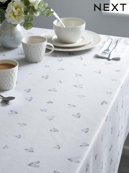 Grey Hearts Tile Wipe Clean Tablecloth (U68754) | 59 QAR - 68 QAR