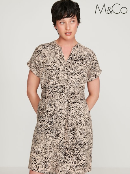 M&Co Natural Petite Leopard Print Shirt Dress (U69363) | 15 €