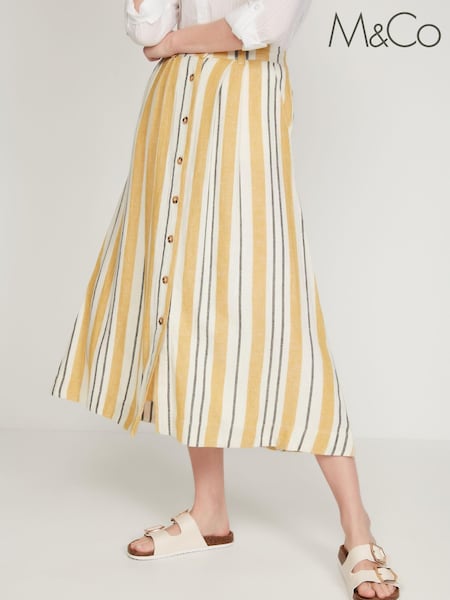 M&Co Yellow Button-Through Linen Skirt (U69537) | €14.50