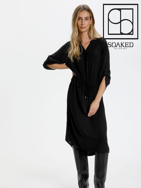 Black/Chrome - Soaked In Luxury Zaya Knee Length Half Sleeve Dress