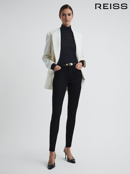 Reiss Black Lux Petite Mid Rise Skinny Jeans (U70611) | €70