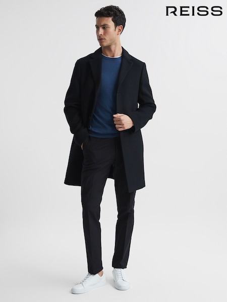 Negro - Reiss Gable Single Breasted Overcoat (U71427) | 420 €